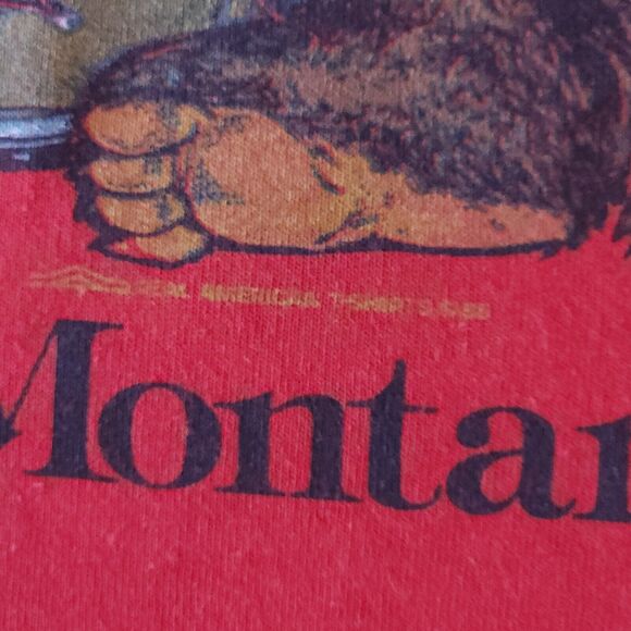 Vintage Shirt XL Unisex Screen Stars 1986 Red Montana Camping Bears T-shirt - Picture 7 of 10
